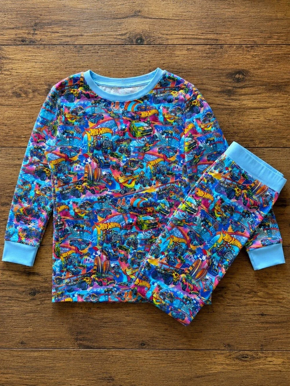Ro Ro Riches Hot Wheels Bamboo PJs Long Sleeves & Pants Set Boys Size 9/10